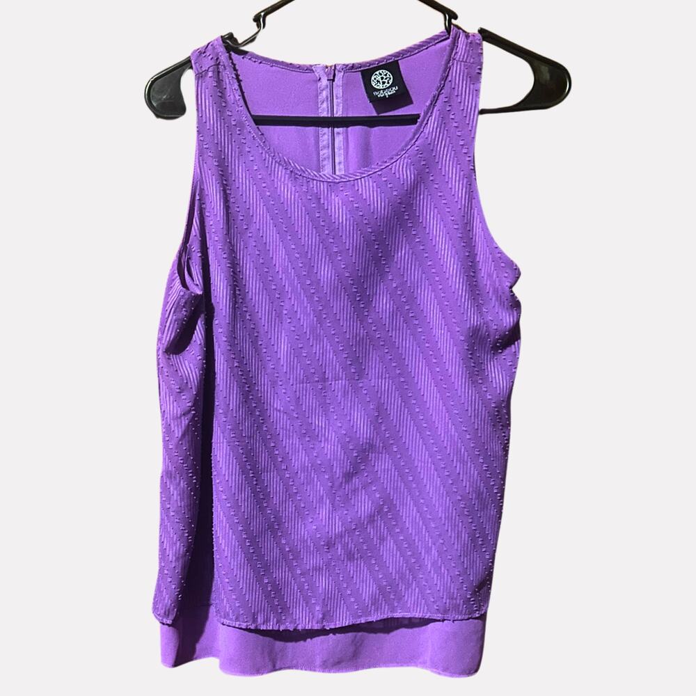 Bobeau Purple Textured Blouse Small Chic Office Career Minimalist Top